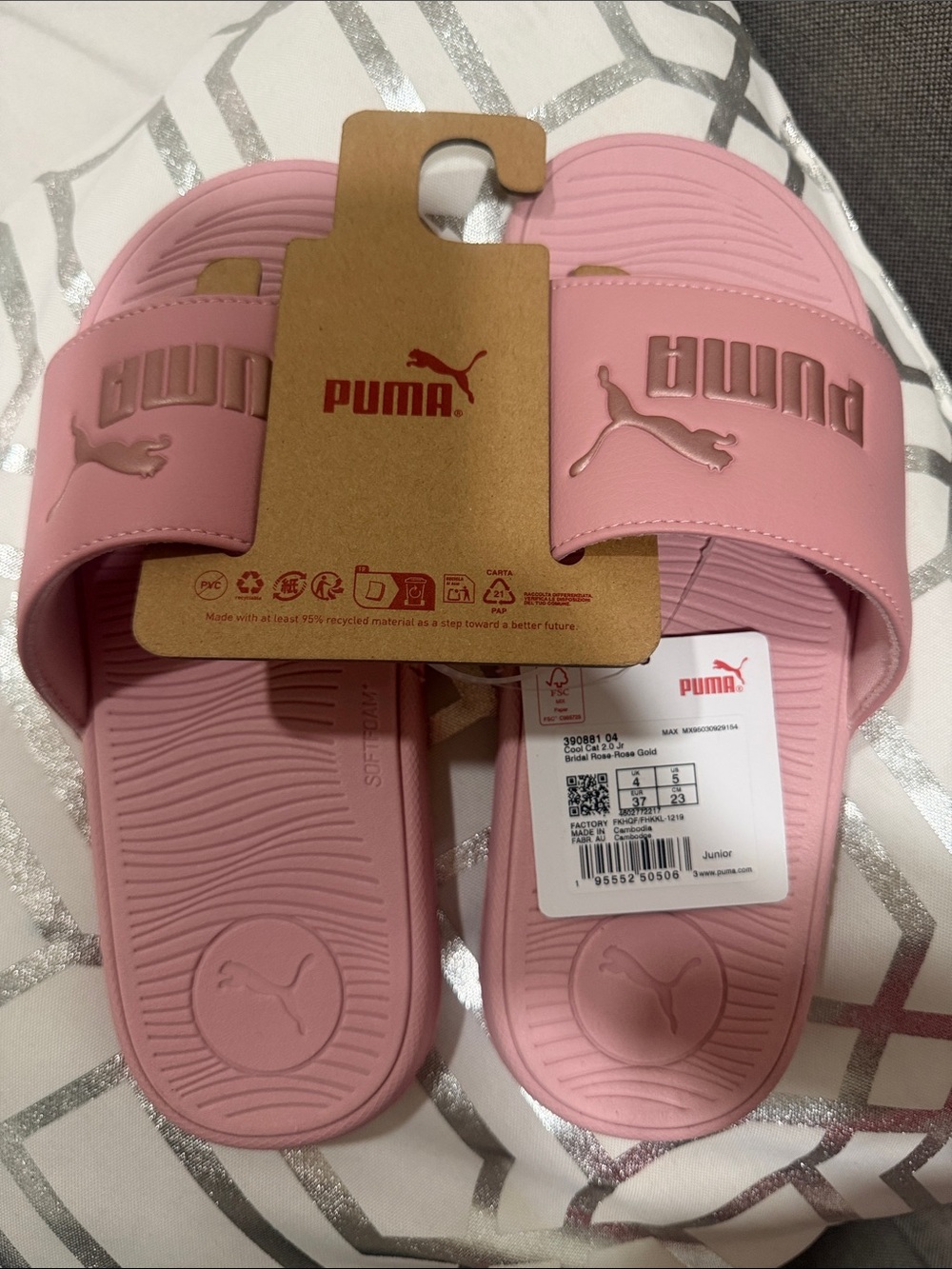 Puma Pink Logo Slide Sandals
